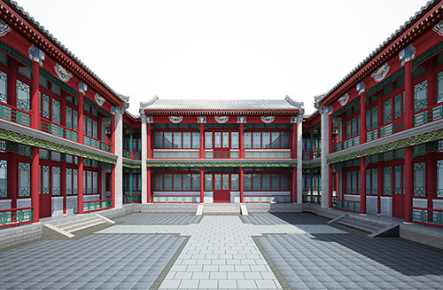 莆田北京四合院设计古建筑鸟瞰图展示